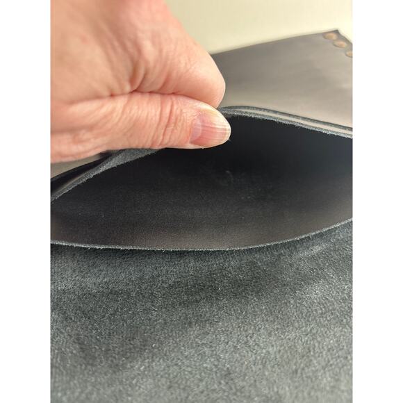 Black Leather Fringe Envelope Style Slim Shoulder Bag Boho Western Vibes - Picture 6 of 13